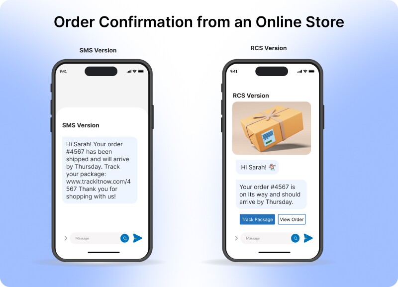 SMS vs RCS examples