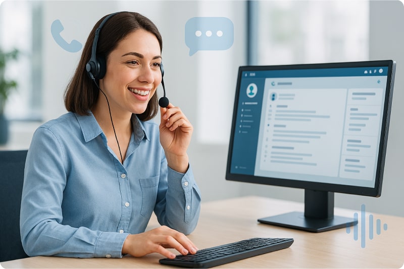 an agent using software for calling