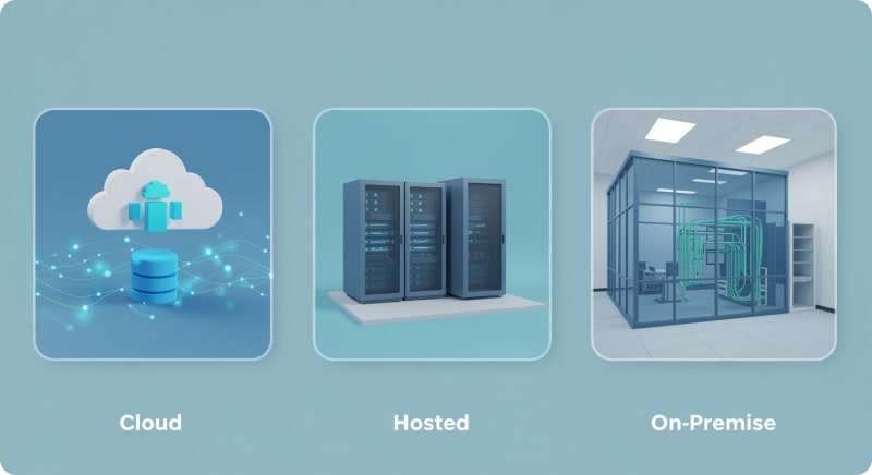 cloud, hosted , on-premise