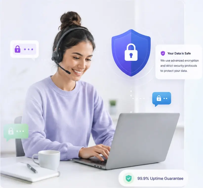 Secured communication support representative and security interface