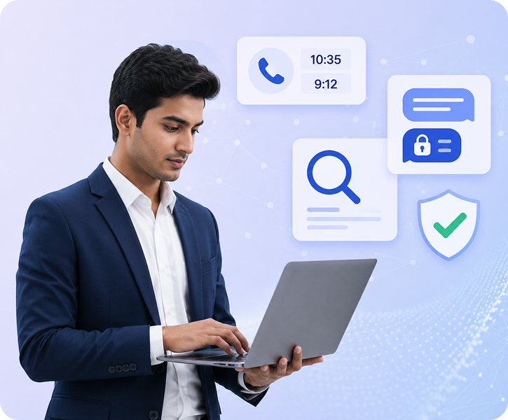 Secured communication support representative and security interface